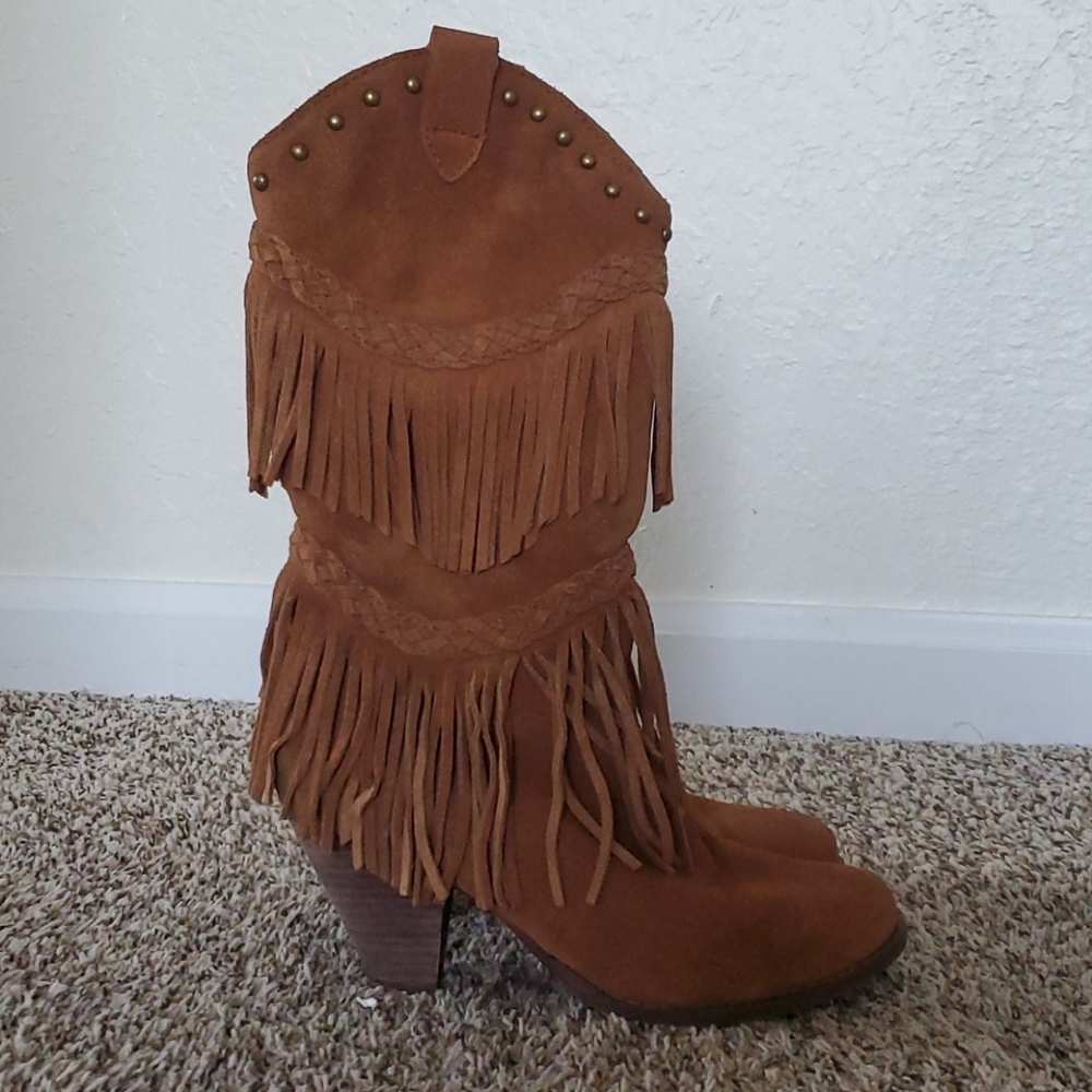 Reba brown leather womens cowboy boots size 6.5